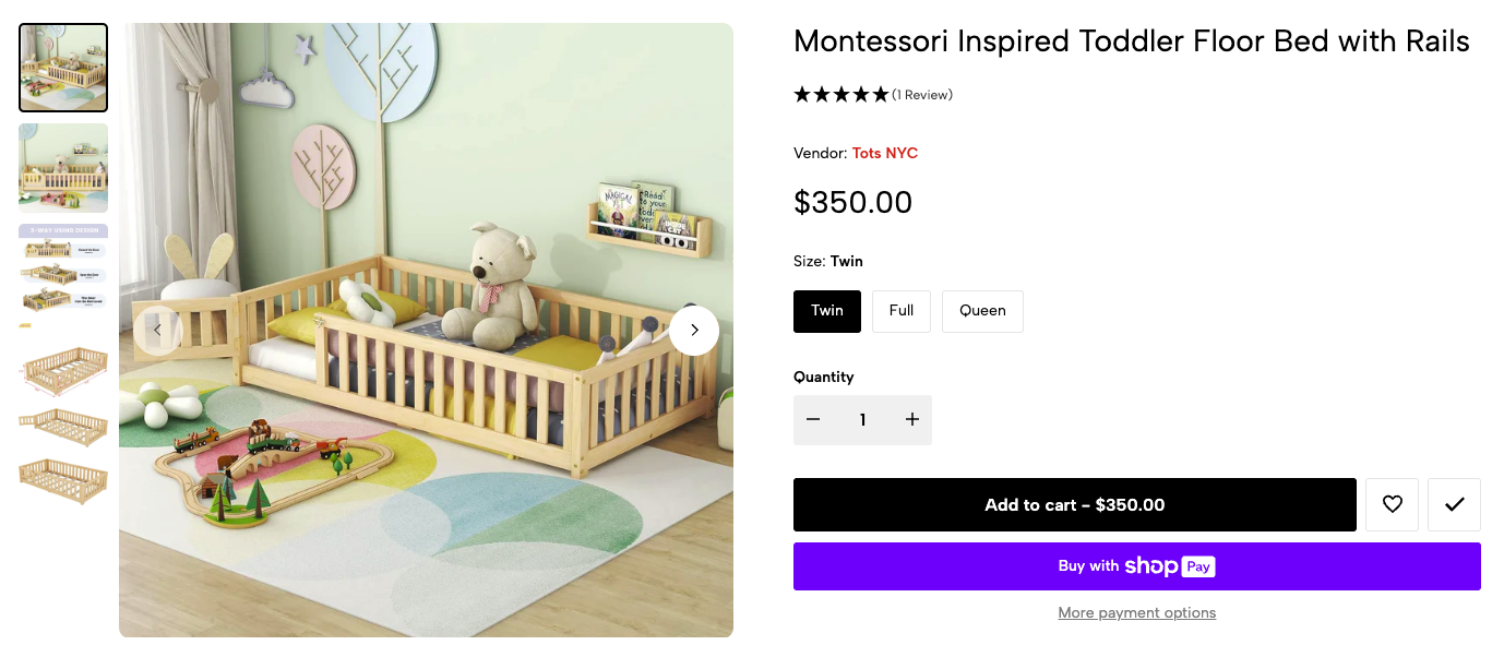 montessori toddler floor bed